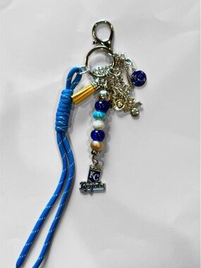 Kansas City Royals Blue Beaded Tassel Keychain with Charm